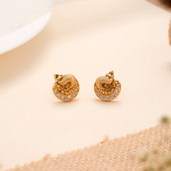 Antique Golden Peacock Stud with White Stones