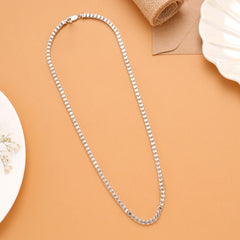 Lovely Lock Link Pattern Silver Men’s Chain