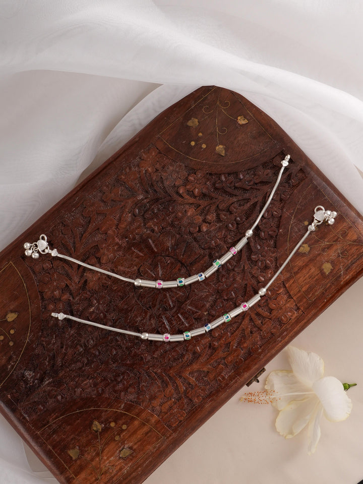 Simple Silver Beads Anklet