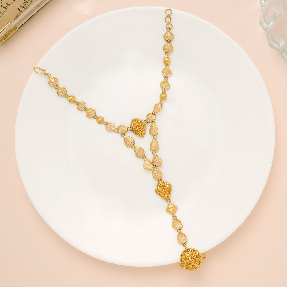 Regal Tear Drop Turkey Hath Phool Gold Bracelet