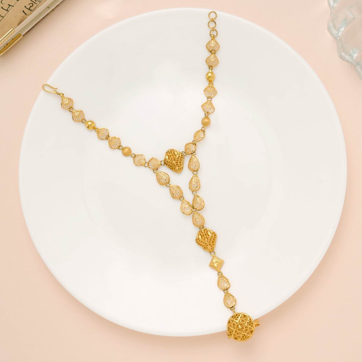 Regal Tear Drop Turkey Hath Phool Gold Bracelet