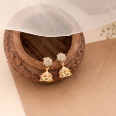 Graceful Sparkle Stone Golden Jhumkas