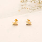 Horse White Stone Casting Golden Stud