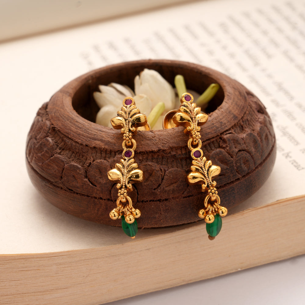 Regal Colour Stone Layer Mango Golden Earrings