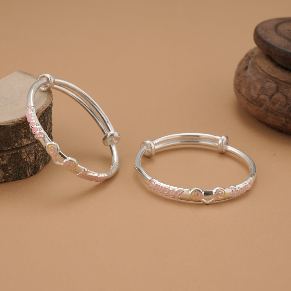 Candy Heart Silver Baby Bangle