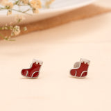 Red Baby Sock Enamel Silver Stud