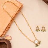 Classic Moissanite Pendant Golden Necklace Set