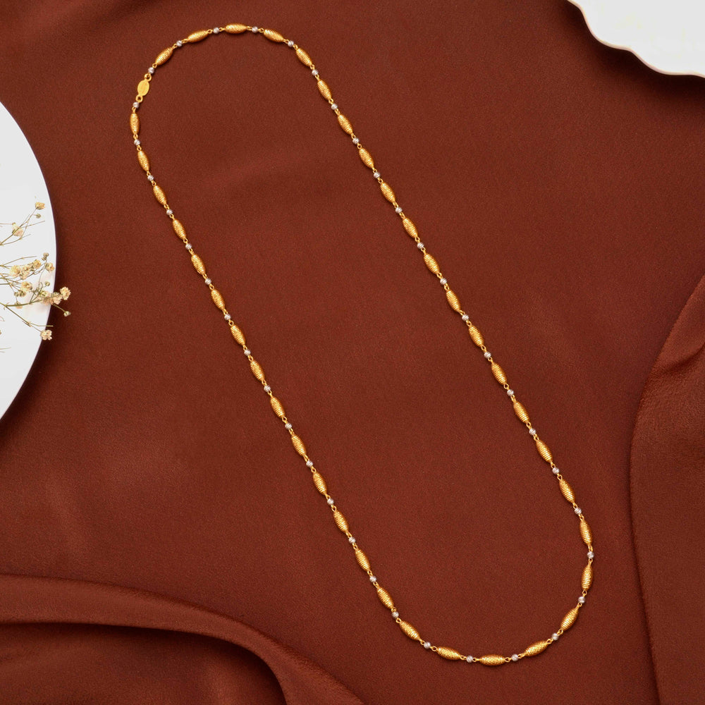 Dual Tone Cylindric Gold Chain for Women