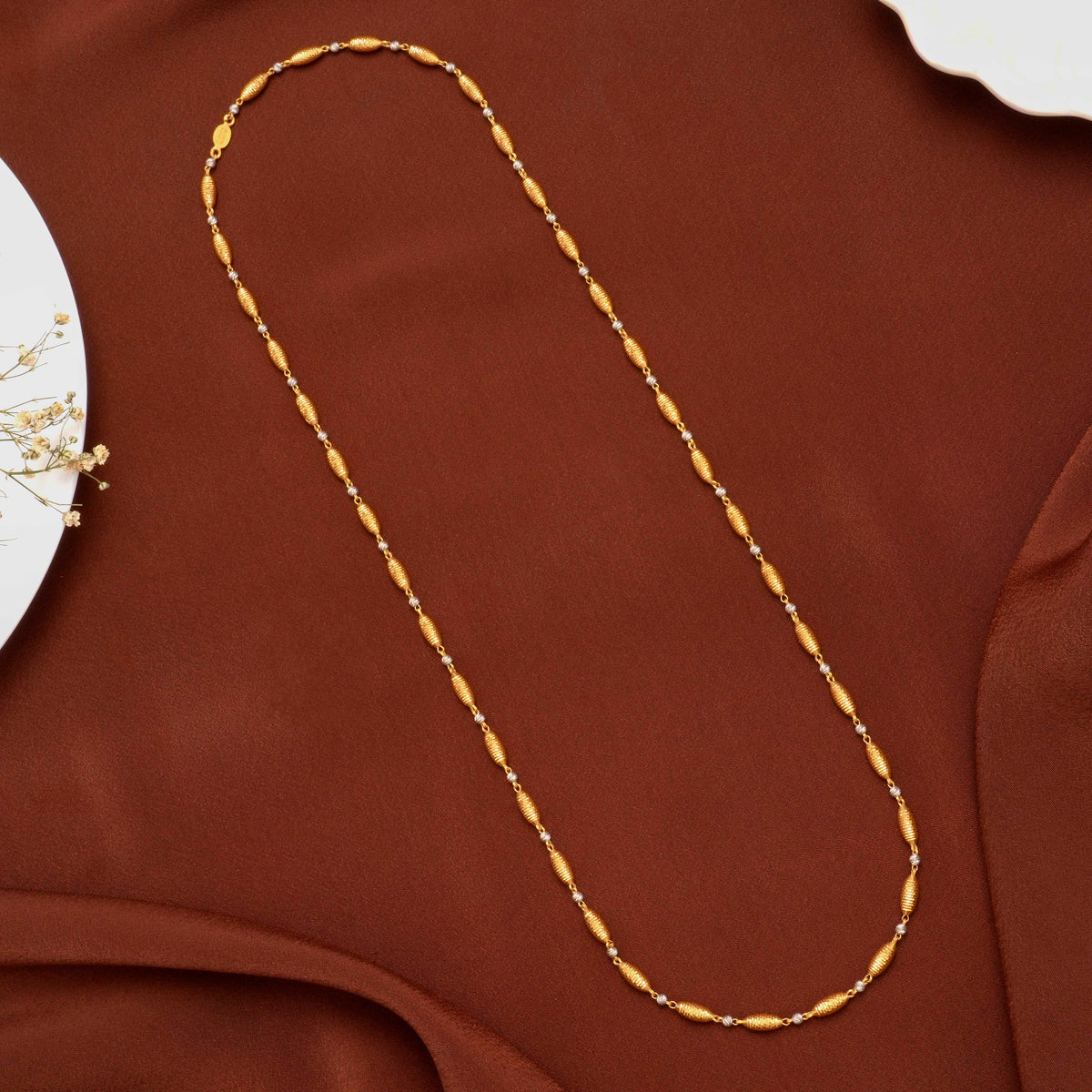 Dual Tone Cylindric Gold Chain for Women