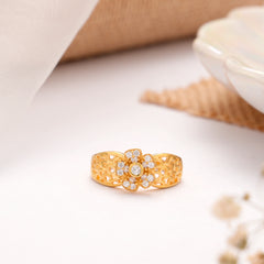 Blooming Flower Pattern Golden Ring