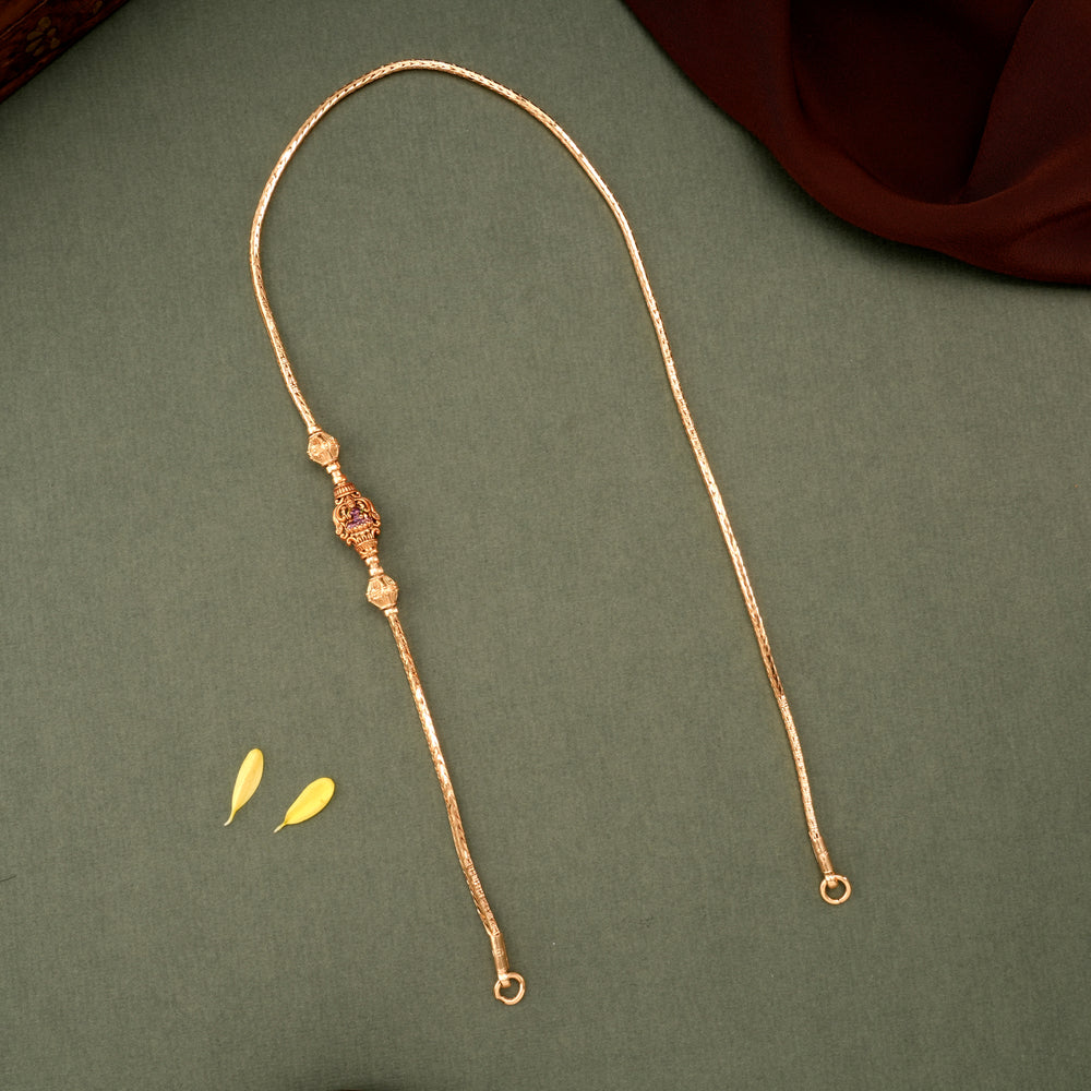 Ethnic Golden Lotus Lakshmi Mugappu Chain