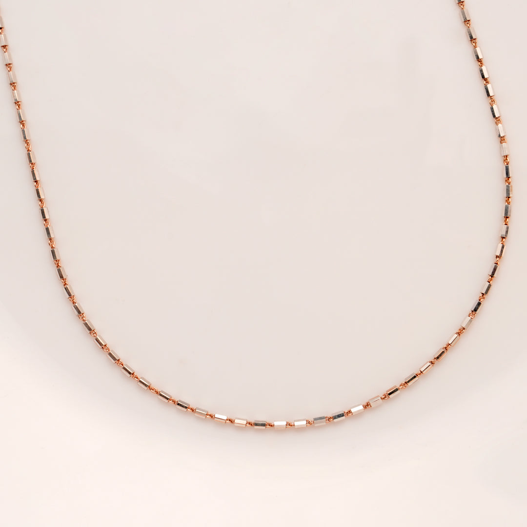 Elegant Rose Gold Box Silver Chain