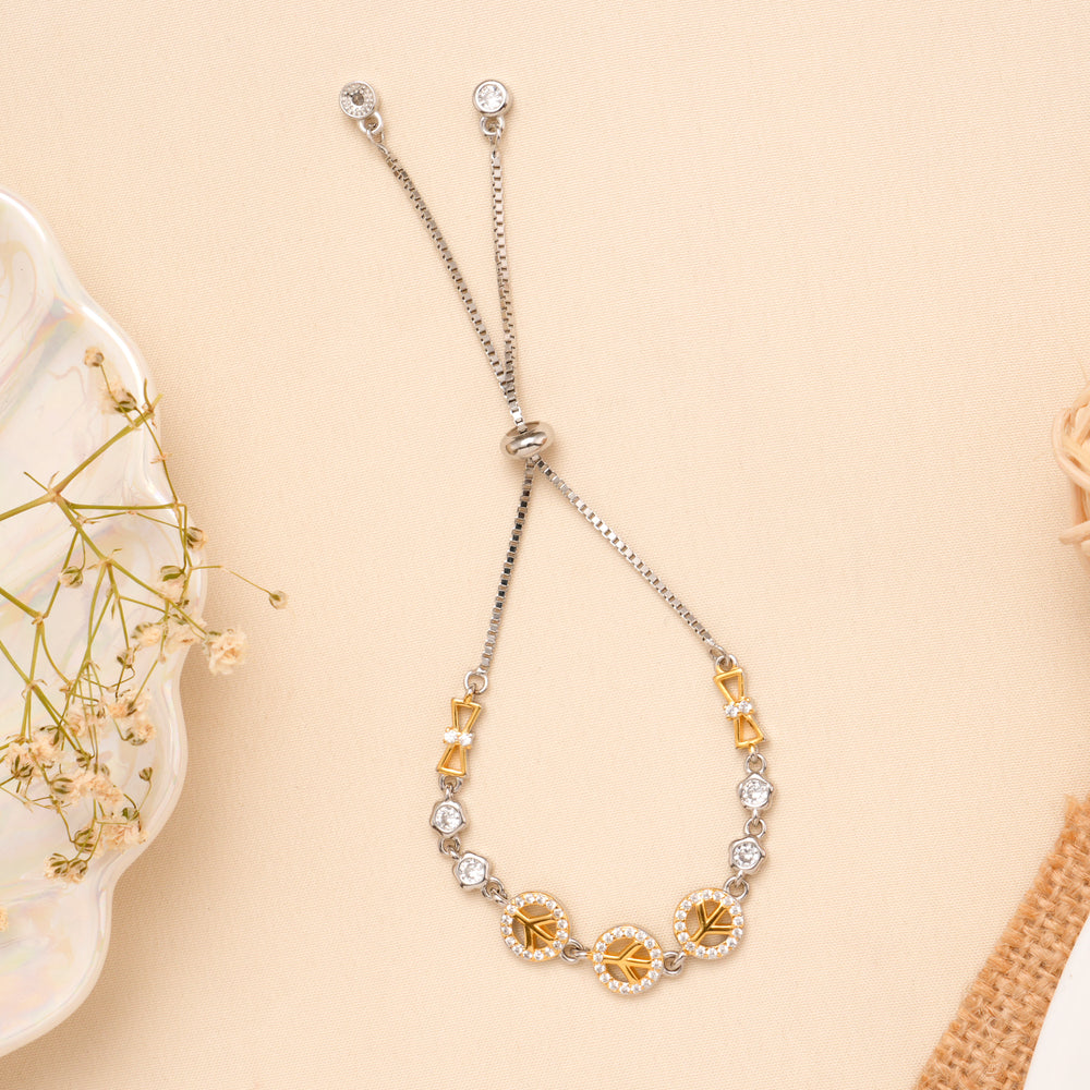 Two Tone Orbit Shine Silver Women Bracelet