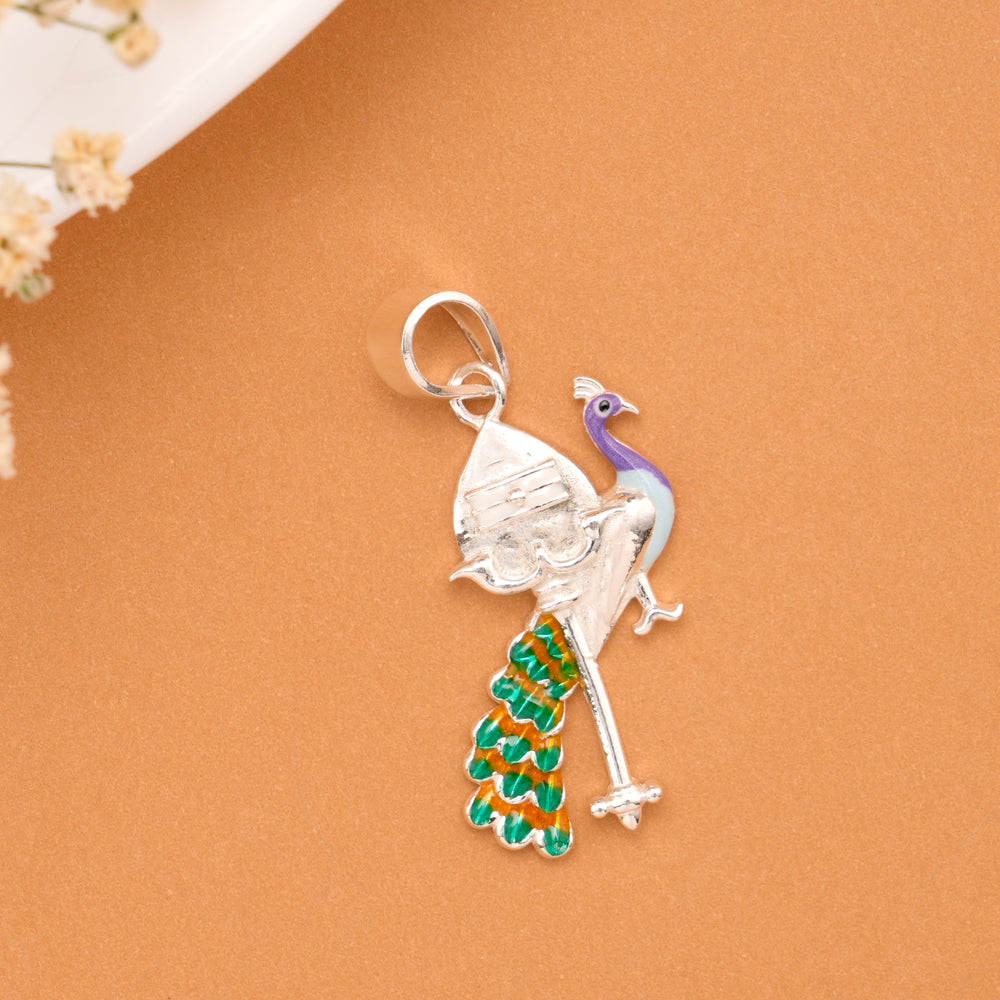 Temple Peacock Silver Pendant