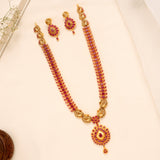 Peacock Ruby Temple Golden Haram Set