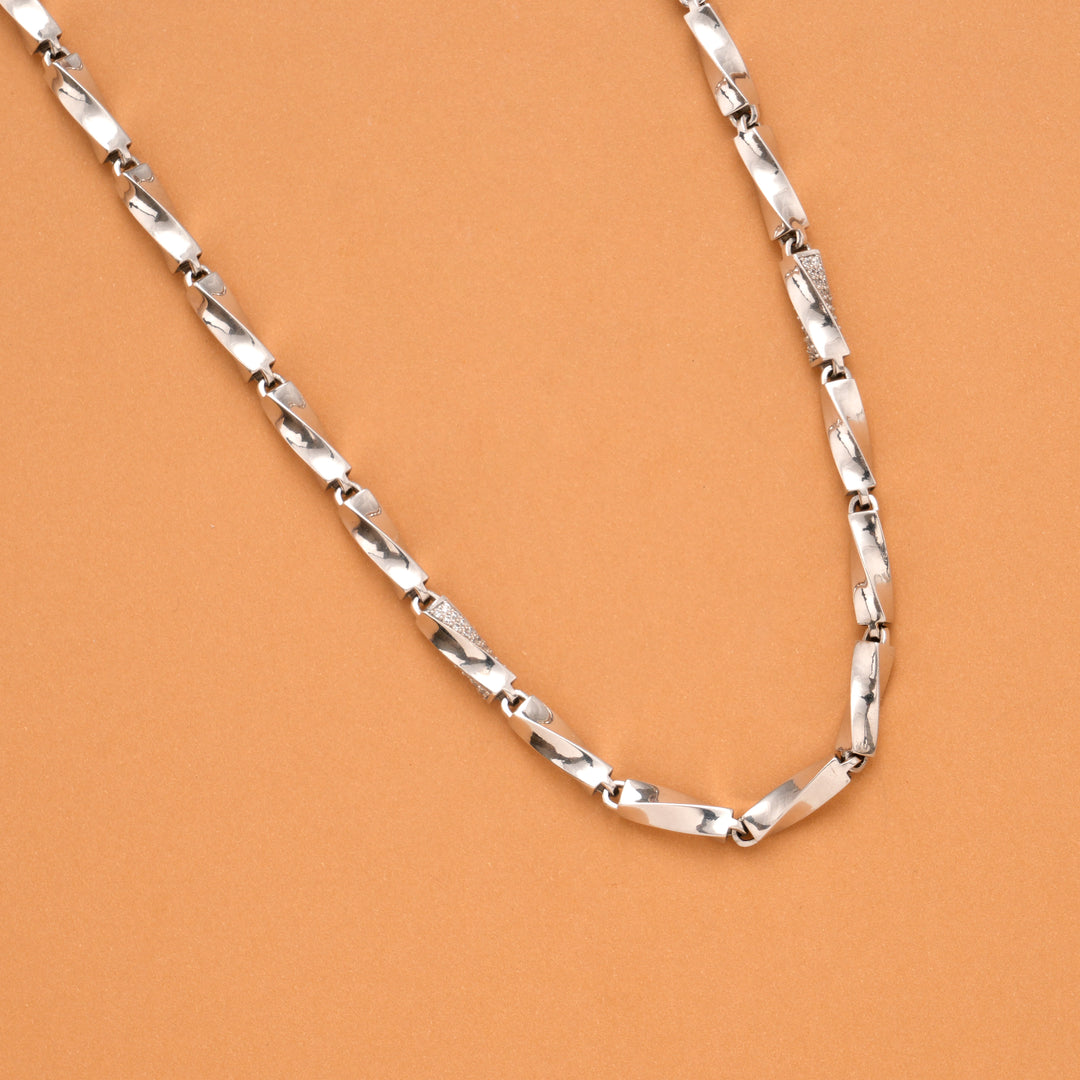 Stylish Bar Twisted Silver Men’s Chain