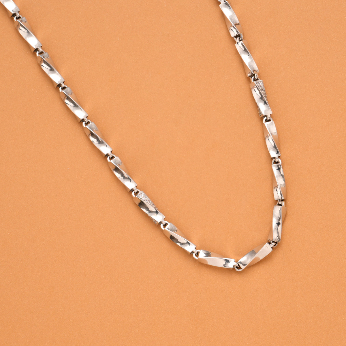 Stylish Bar Twisted Silver Men’s Chain