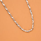 Stylish Bar Twisted Silver Men’s Chain