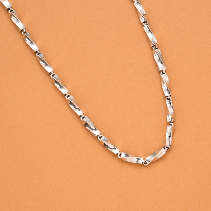 Stylish Bar Twisted Silver Men’s Chain