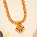 Traditional Golden Leaf with Floral Pendant Haram