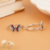 Vibrant Dual Tone Butterfly Silver Toe Ring