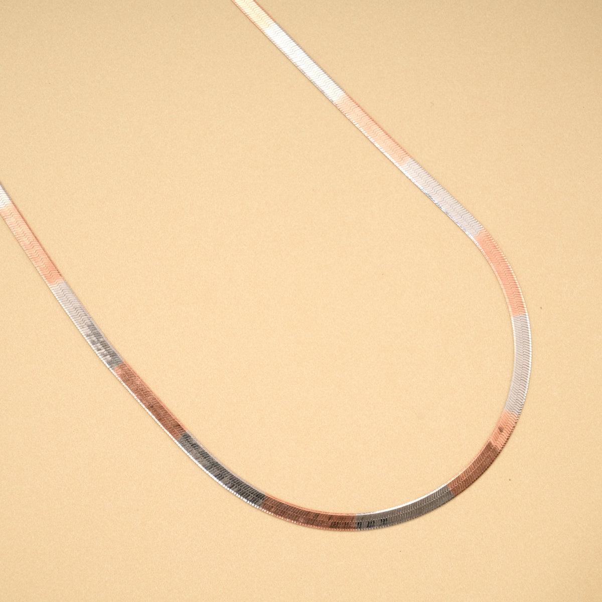 Double Tone Flat Snake Silver Chain