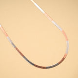 Double Tone Flat Snake Silver Chain