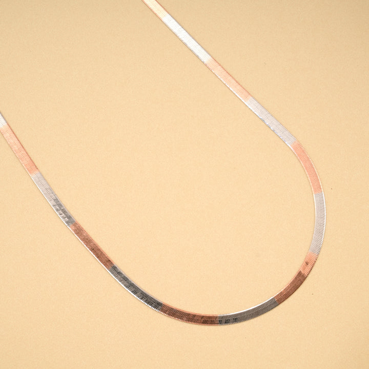 Double Tone Flat Snake Silver Chain