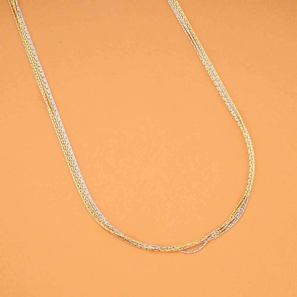 Multi Strand Triple Tone Silver Chain