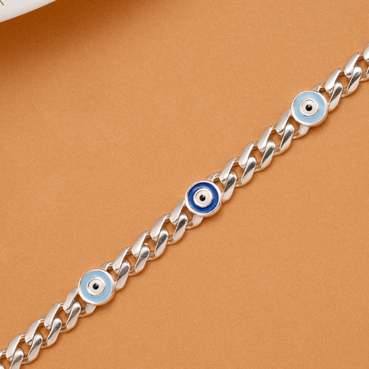 Evil Eye Blue Enamel Silver Baby Bracelet