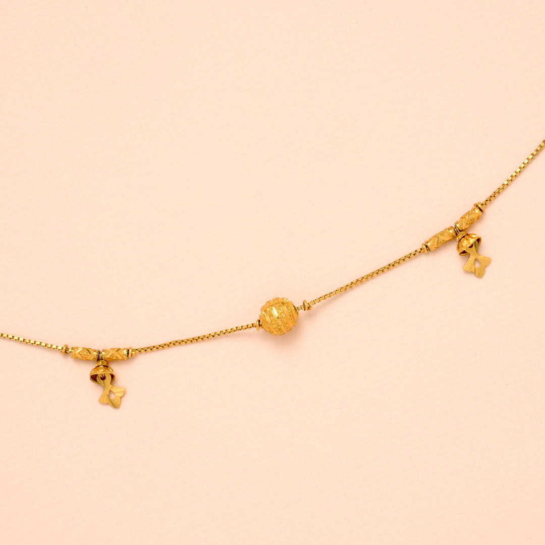 Sleek Single Ball Design Gold Bracelet for Women