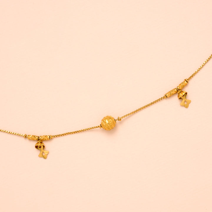 Sleek Single Ball Design Gold Bracelet for Women
