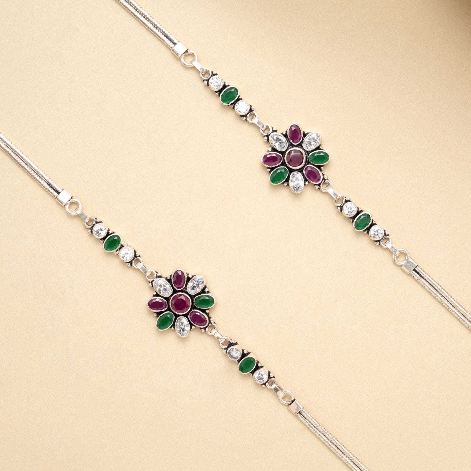 Silver Cute Blossom Charm Antique Anklet