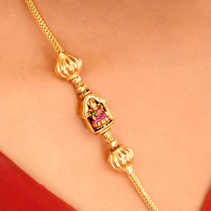Temple Mahalakshmi Gold Plated Mugappu Chain