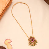 Antique Golden Temple Ruby Peacock Necklace Set