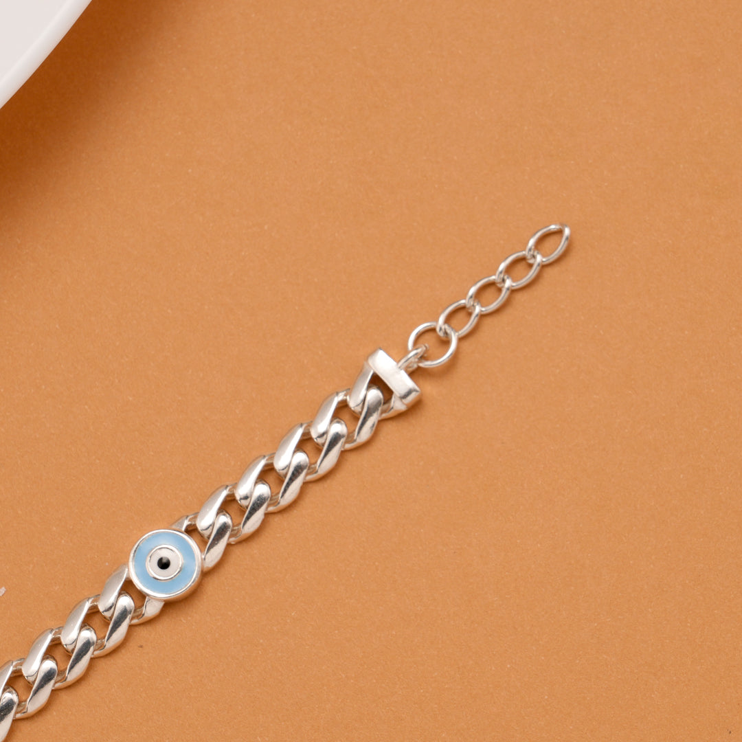 Evil Eye Blue Enamel Silver Baby Bracelet