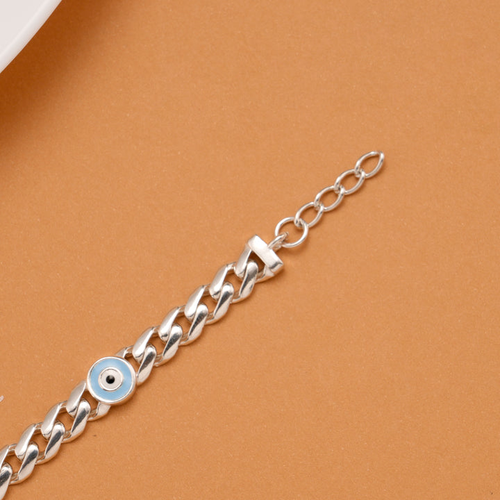 Evil Eye Blue Enamel Silver Baby Bracelet