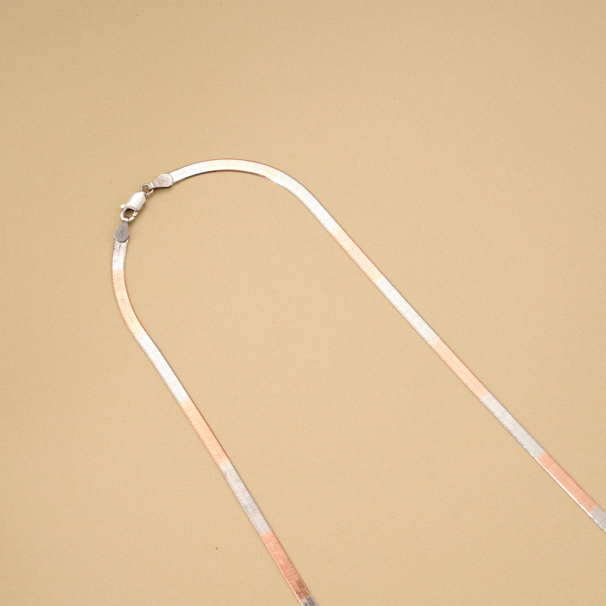 Double Tone Flat Snake Silver Chain
