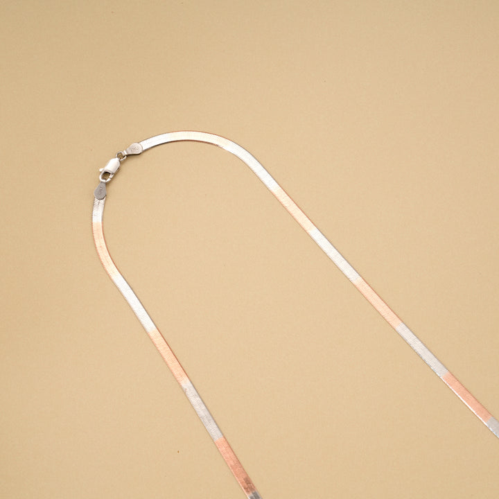 Double Tone Flat Snake Silver Chain