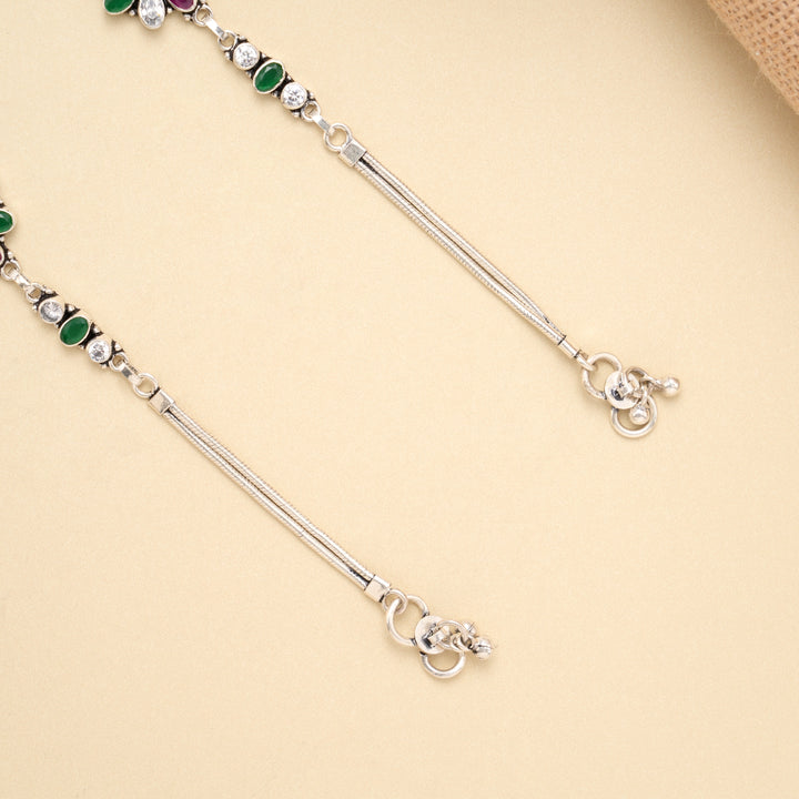 Silver Cute Blossom Charm Antique Anklet