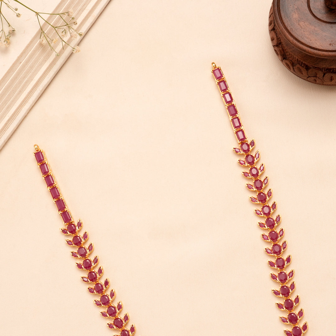 Ruby Floral Chand Pendant Necklace Set