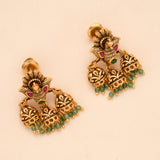 Antique Golden Temple Ruby Peacock Necklace Set