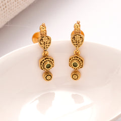 Antique Geometric Floral Golden Drop Earrings