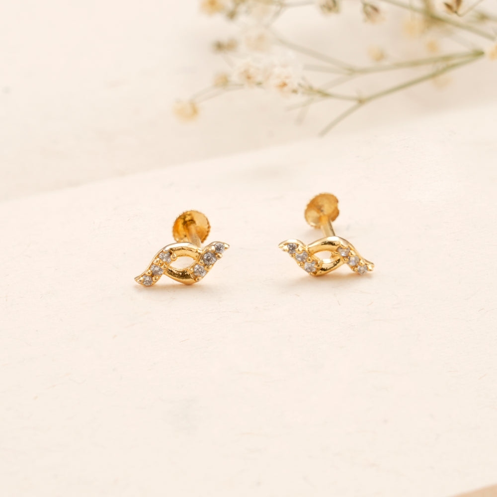 Minimalist Bird Casting Golden Stud