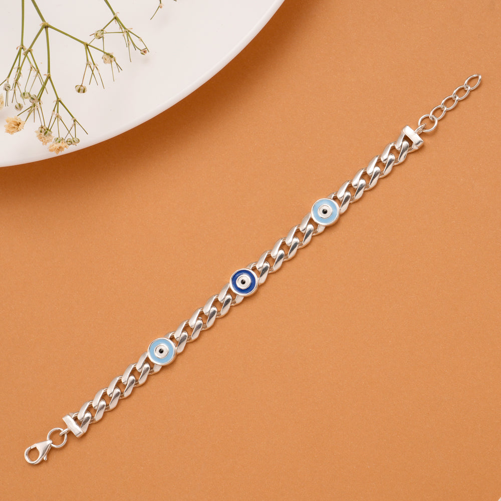 Evil Eye Blue Enamel Silver Baby Bracelet