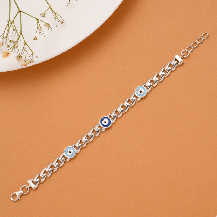Evil Eye Blue Enamel Silver Baby Bracelet
