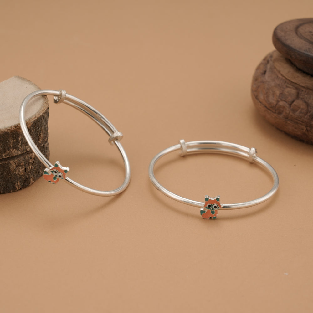 Cute Cat Silver Baby Bangle