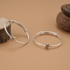 Cute Cat Silver Baby Bangle