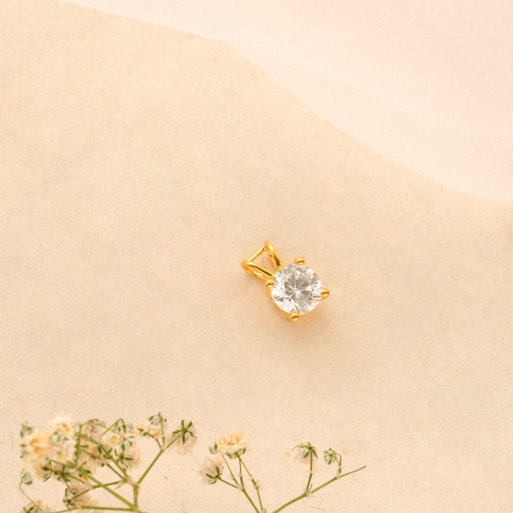 Single Solitaire Golden Pendant