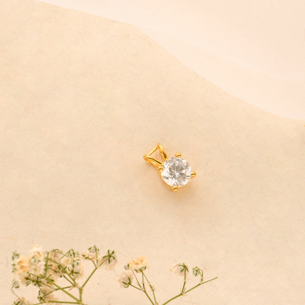 Single Solitaire Golden Pendant